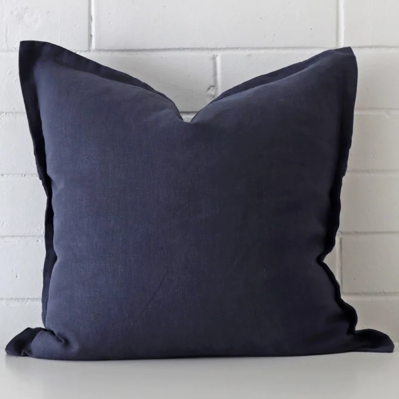 navy-linen-cushion-cover-large-sc816-55 Vibrant linen cushion cover in a stylish square size with navy colouring.
