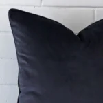 Zoomed in visual of velvet large cushion cover in navy