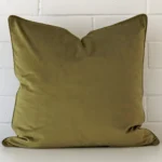 A gorgeous velvet large cushion in olive.