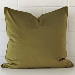 A gorgeous velvet large cushion in olive.