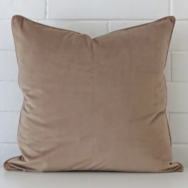Vibrant velvet cushion cover in a stylish large size with oyster colouring.