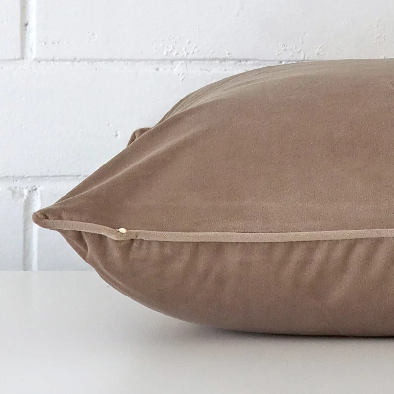 Close side shot of this oyster velvet cushion cover. It has a large size.