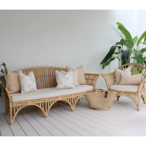 Elevate your outdoor area with a set of 7 beige outdoor cushions infusing the space with a sense of relaxation and escape.