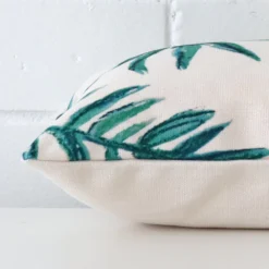 Rectangle linen cushion cover positioned flat to show seams.