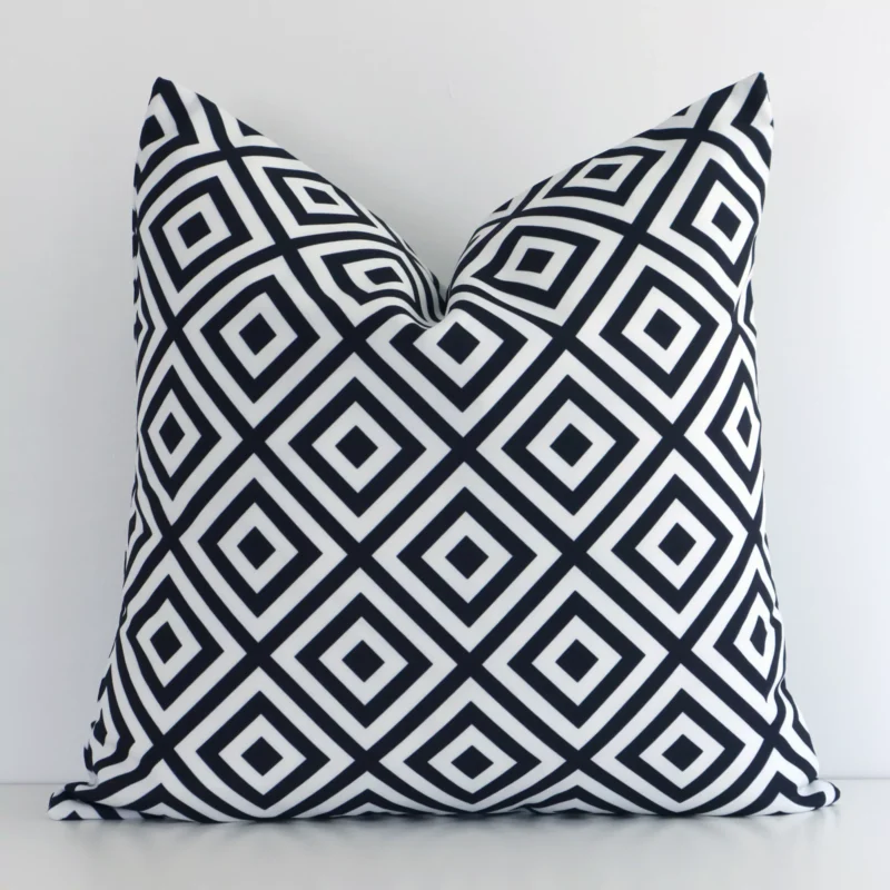 byron-geometric-waterproof-black-and-white-outdoor-cushion-cover---sc695-45 Striking square black-and-white cushion cover featuring a geometric style on quality outdoor fabric.