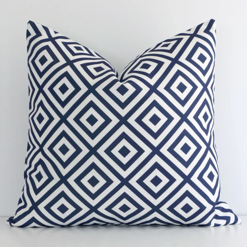 byron-geometric-waterproof-navy-outdoor-cushion-cover---sc711-45 A premium outdoor navy cushion boasting a geometric design and in a square size.