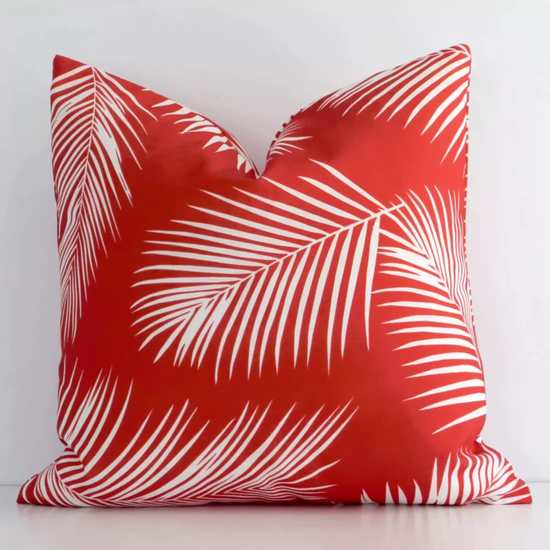 byron-palm-waterproof-rectangular-red-outdoor-cushion-cover-‚äì-rectangle---sc720-45 An alluring outdoor square cushion cover in red colour. It features an attractive palm style.