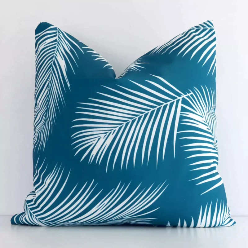 byron-palm-waterproof-teal-outdoor-cushion-cover---sc724-45 A stunning square outdoor cushion in a teal colour. It has an exquisite design.