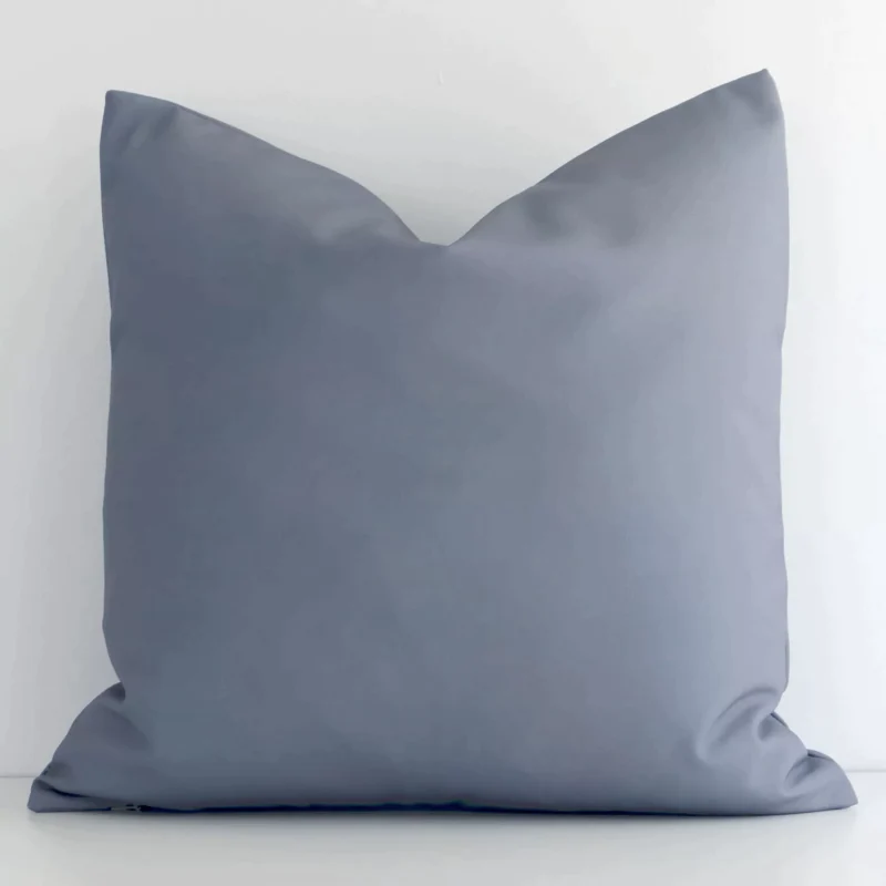 Striking square grey cushion cover featuring a solid-coloured style on quality outdoor fabric.