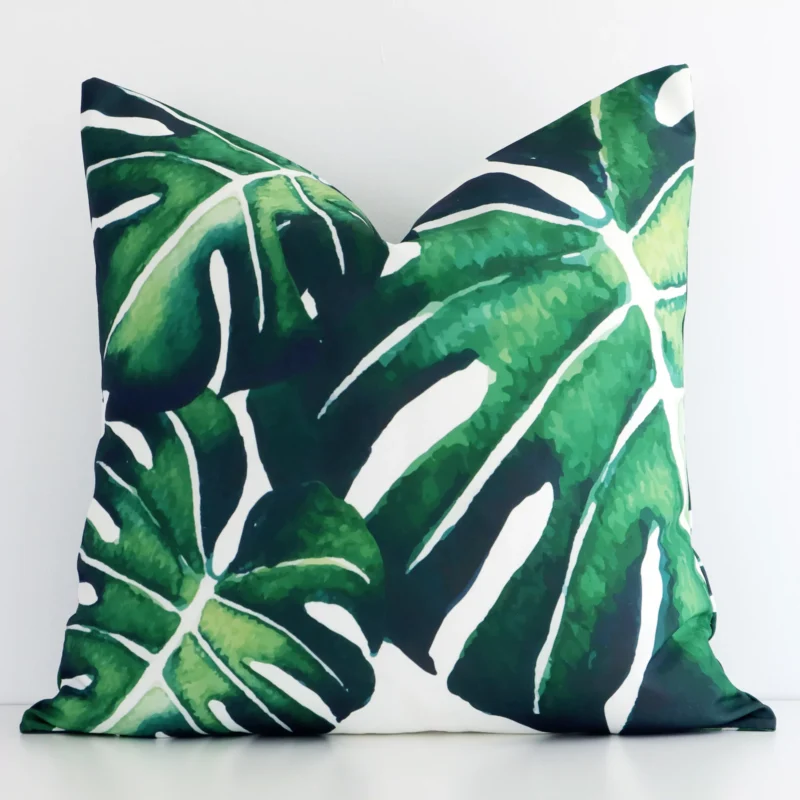 monstera-tropical-waterproof-outdoor-cushion-cover---sc549-45 A stunning square linen cushion in a colourful colour. It has an exquisite tropical design.