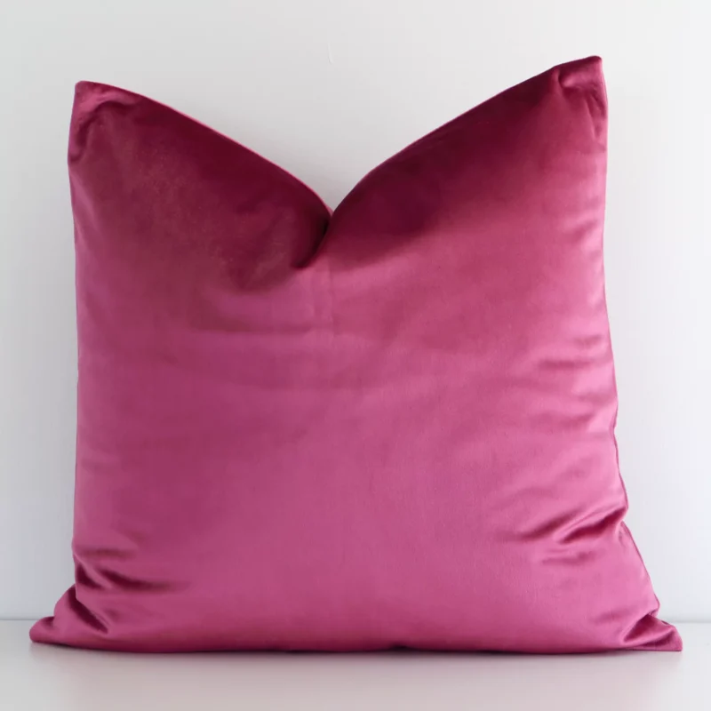 blush-velvet-linen-cushion-cover---sc786-45 A bold solid-coloured velvet cushion in a sleek square size with a blush tone of colour.