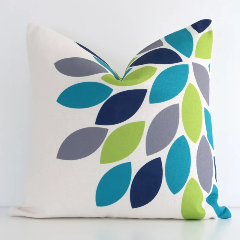 dendy-sprig-cushion-cover---45cm-x-45cm---45cm-x-45cm---sc180-45 A linen square cushion cover that has a unique patterned design is shown vertically against a white wall. It has a wonderful colourful finish.