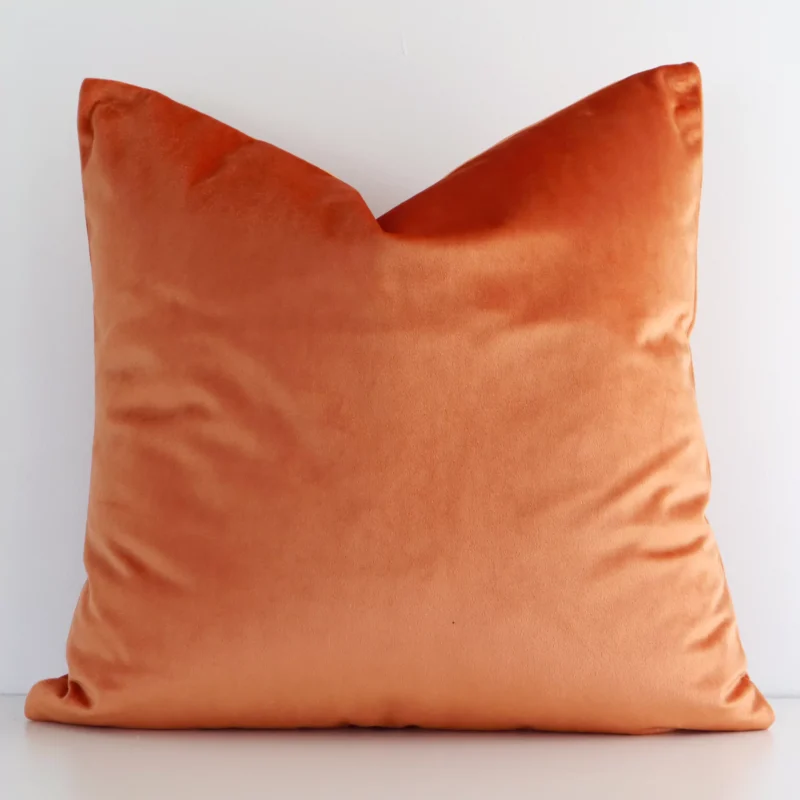 orange-velvet-linen-cushion-cover---sc515-45 Vibrant solid coloured velvet cushion cover in a stylish square size with orange colouring.