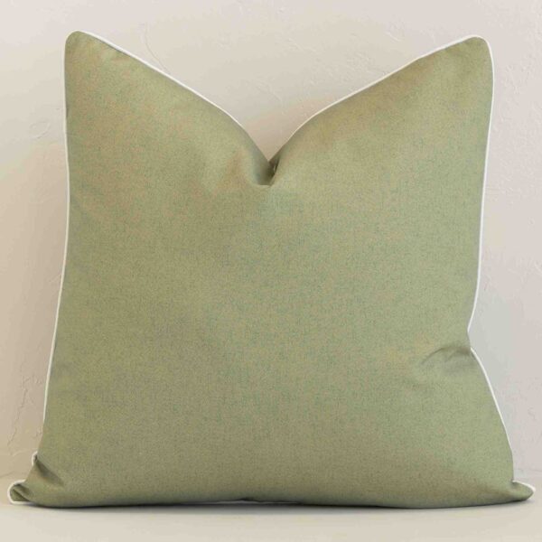 An alluring outdoor large cushion cover in sage. It features an attractive solid-coloured style.