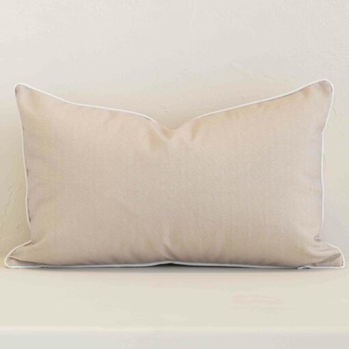 A stunning rectangle outdoor cushion in a sand colour. It has an exquisite solid-colour design.