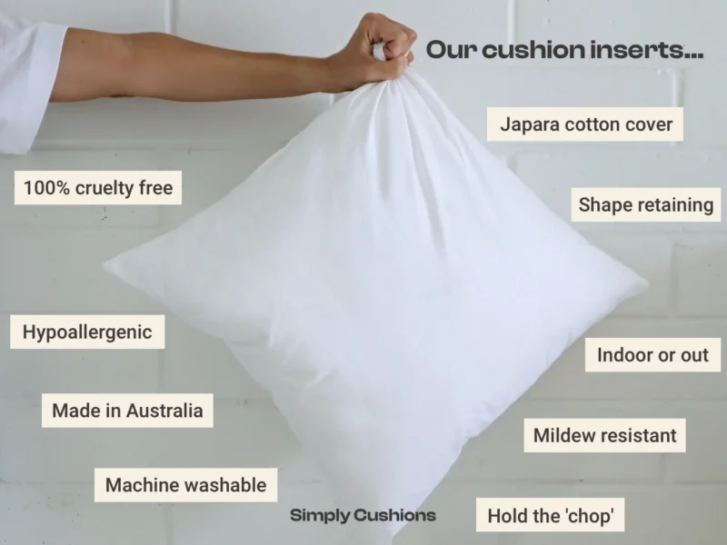 Graphic showing the top features of Simply Cushion's unique cushion inserts.