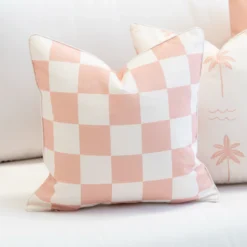 Tropica Pink Waterproof Check Outdoor Cushion Cover