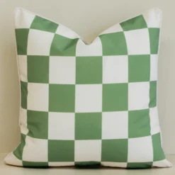 Tropica Green Waterproof Check Outdoor Cushion Cover