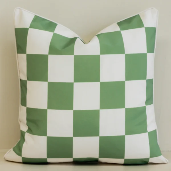 Tropica Green Waterproof Check Outdoor Cushion Cover