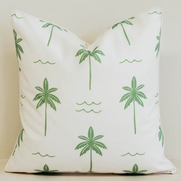 Tropica Green Waterproof Palm Tree Outdoor Cushion Cover