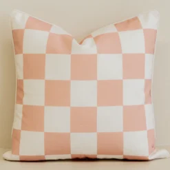 Tropica Pink Waterproof Check Outdoor Cushion Cover