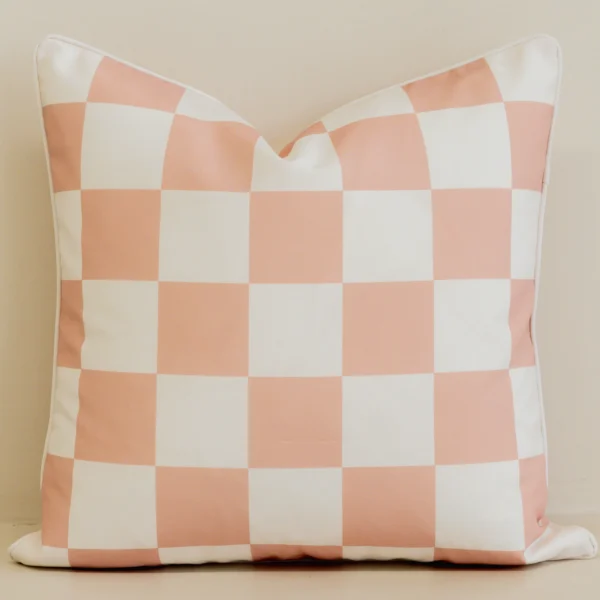 Tropica Pink Waterproof Check Outdoor Cushion Cover