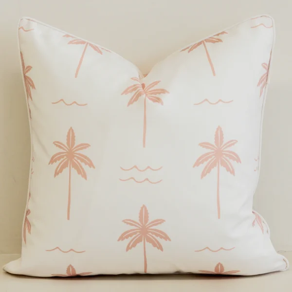 Tropica Pink Waterproof Palm Tree Outdoor Cushion Cover