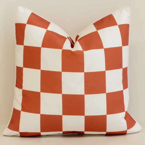 Tropica Red Waterproof Check Outdoor Cushion Cover