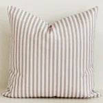 Pink and white pinstripe cushion cover, cotton-linen fabric.